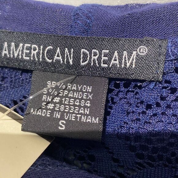 American Dream Women's Navy White Floral Lace Back Stretch Pullover Hoodie Small - Picture 8 of 8